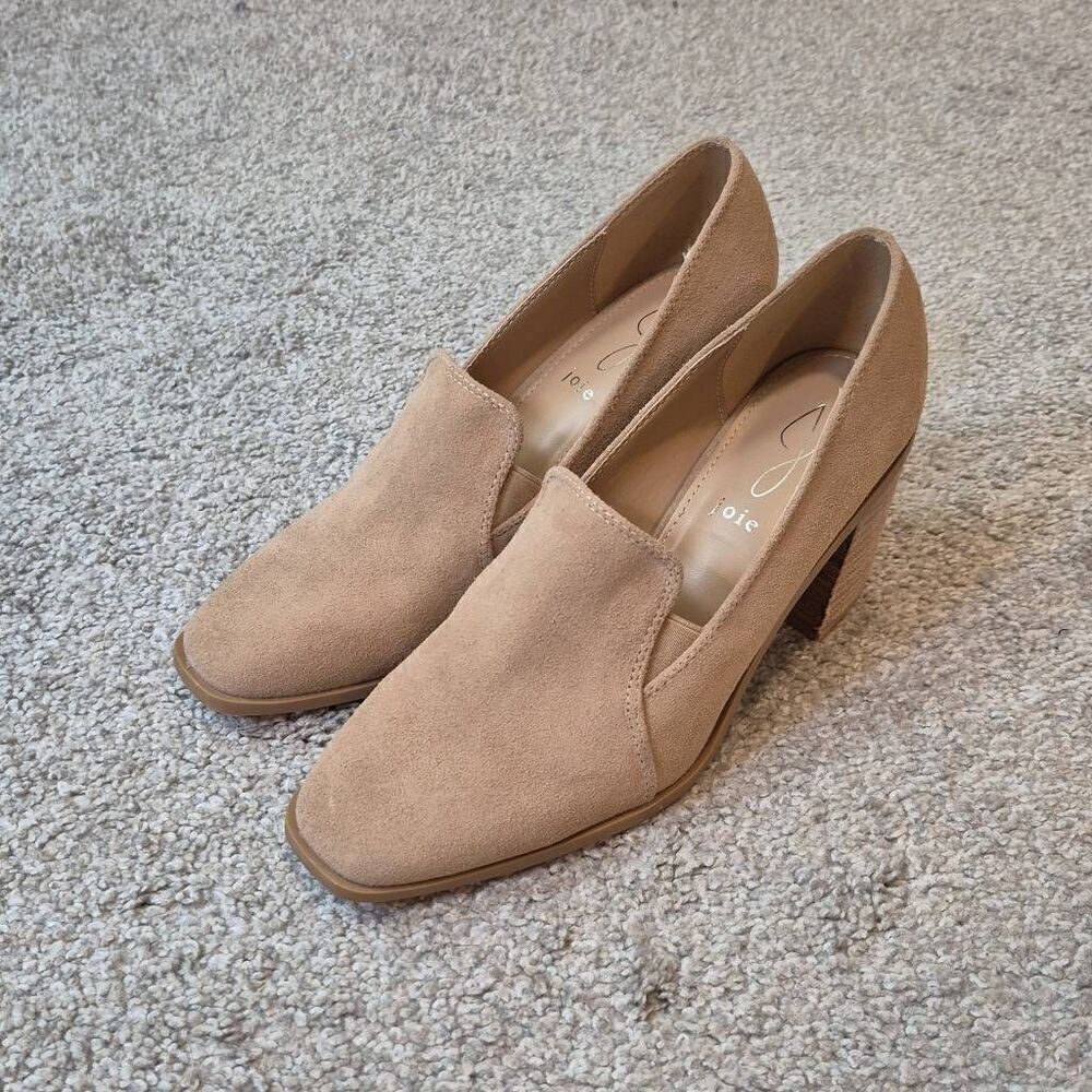 Joie Wevenly Suede Shoe Size 8 Block Heel Square Toe